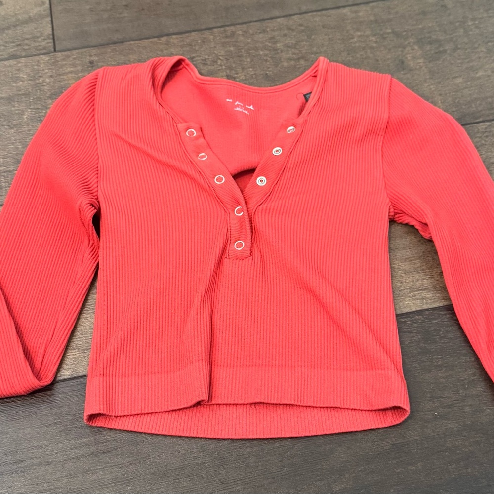 Urban Outfitters Red Long Sleeve Tee